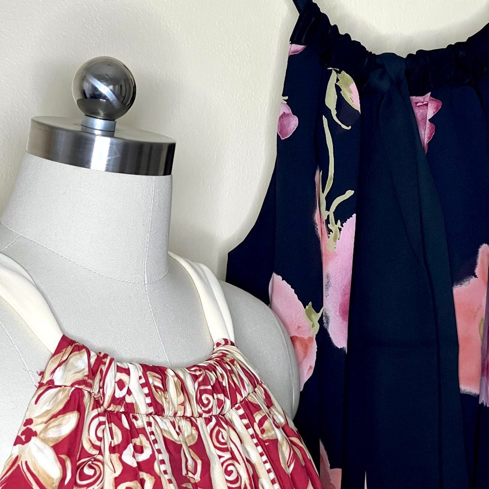 Halter style tie back dresses